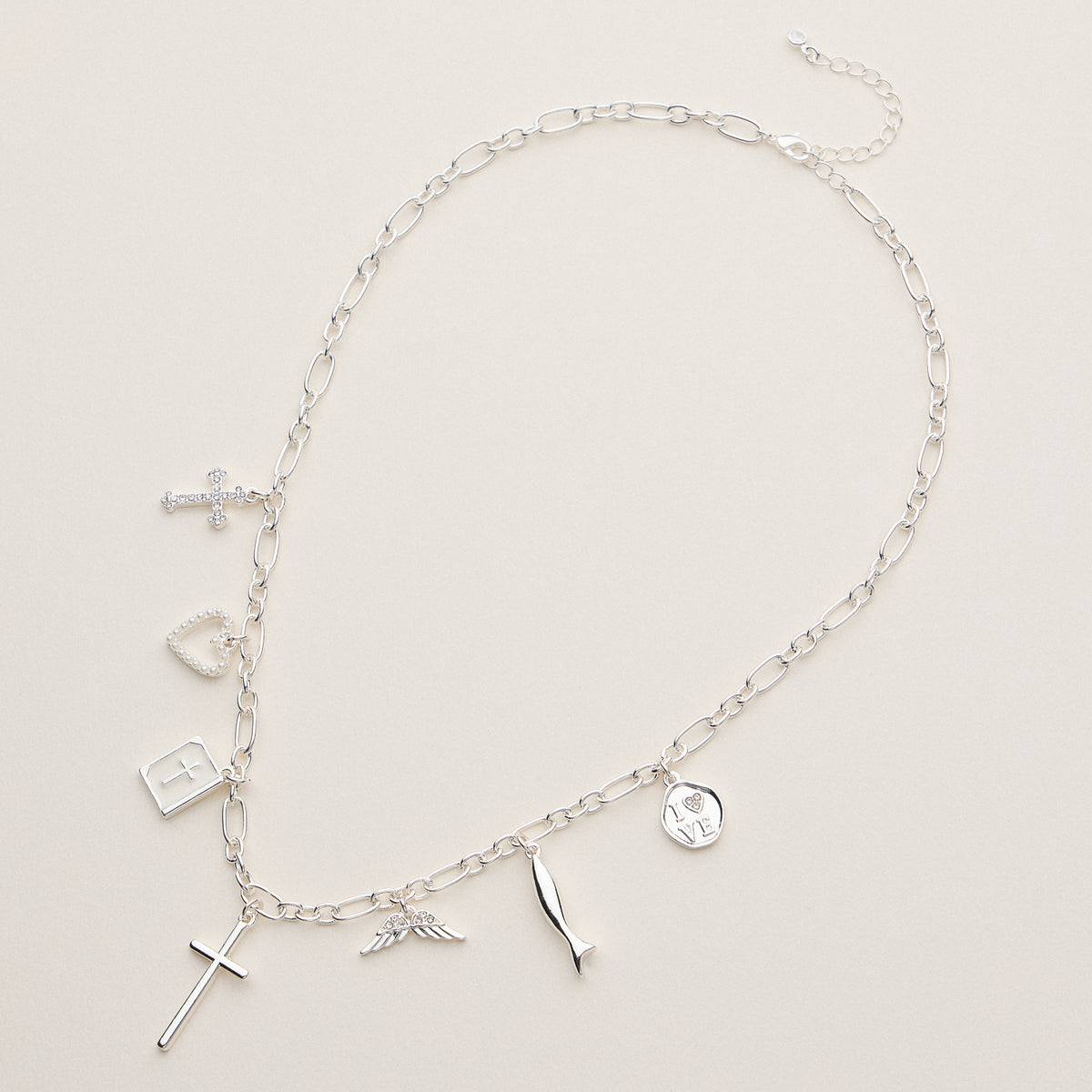 Faith and Love Charm Necklace - 18K Gold Dipped
