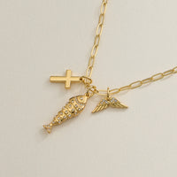Faith Charm Trio Necklace - 18K Gold Dipped