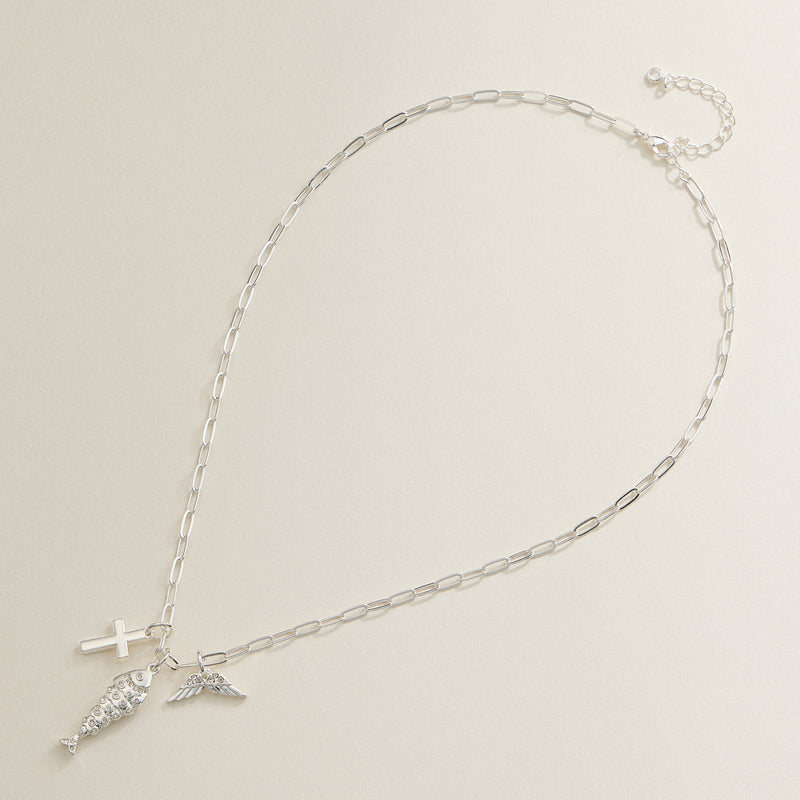 Faith Charm Trio Necklace - 18K Gold Dipped