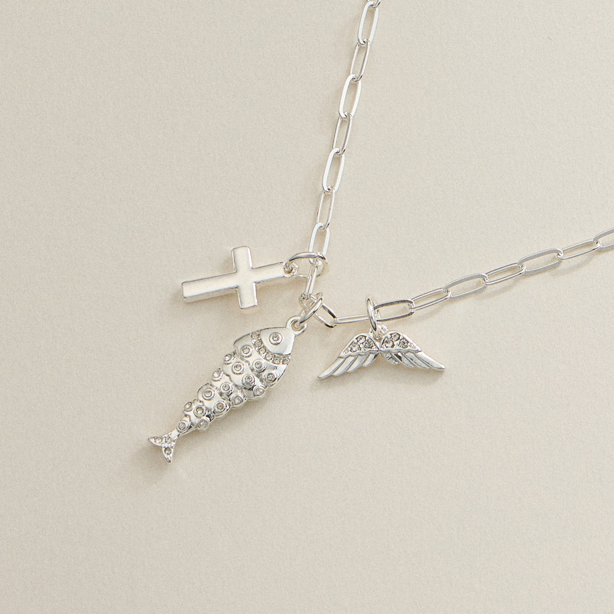 Faith Charm Trio Necklace - 18K Gold Dipped