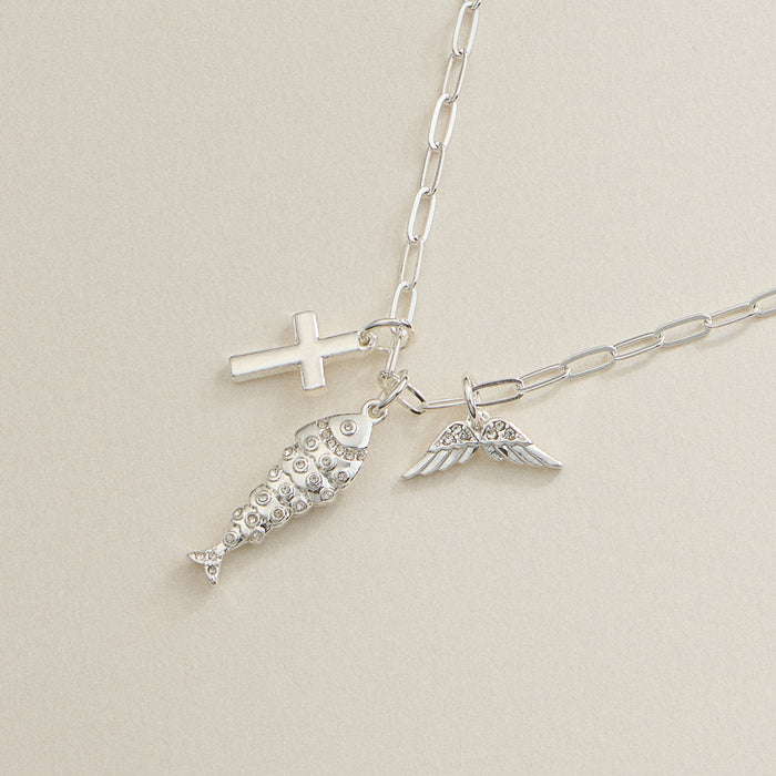 Faith Charm Trio Necklace - 18K Gold Dipped