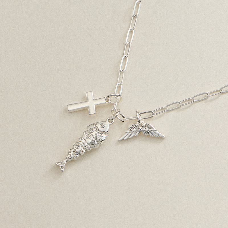 Faith Charm Trio Necklace - 18K Gold Dipped