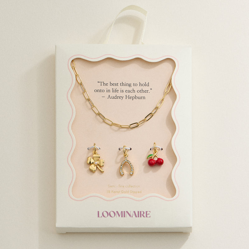 Lucky Charm Trio Necklace - 18K Gold