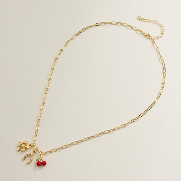 Lucky Charm Trio Necklace - 18K Gold