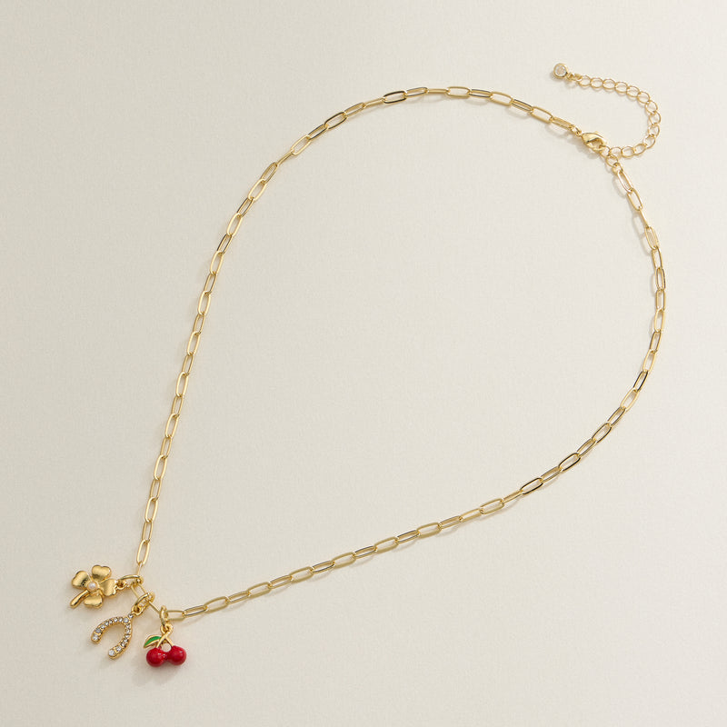 Lucky Charm Trio Necklace - 18K Gold