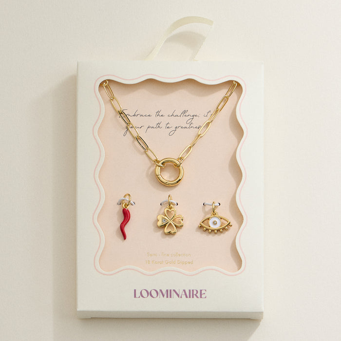 Protect and Prosper Charm Necklace - 18K Gold Dip