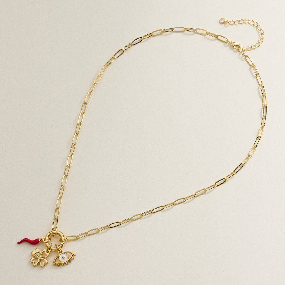 Protect and Prosper Charm Necklace - 18K Gold Dip