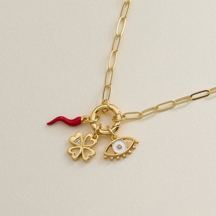 Protect and Prosper Charm Necklace - 18K Gold Dip