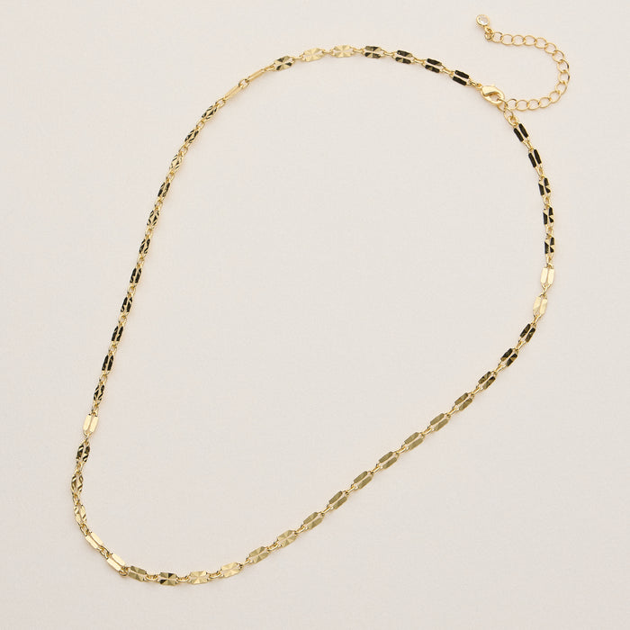 Textured Link Adjustable Chain Necklace - 18K Gold Dip