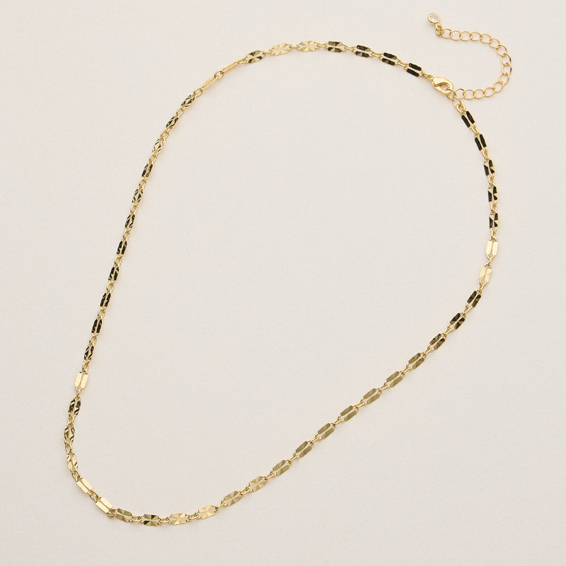 Textured Link Adjustable Chain Necklace - 18K Gold Dip