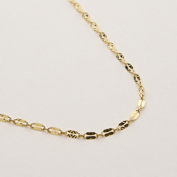 Textured Link Adjustable Chain Necklace - 18K Gold Dip