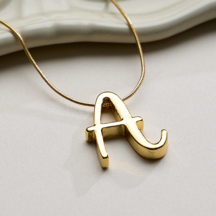 Personalized Initial Letter Pendant Gold Dipped Necklace – Gold & Silver Alphabet Charm Jewelry