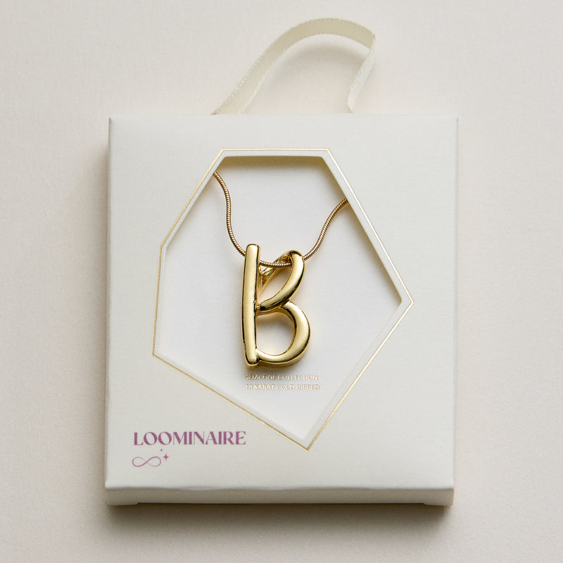 Personalized Initial Letter Pendant Gold Dipped Necklace – Gold & Silver Alphabet Charm Jewelry