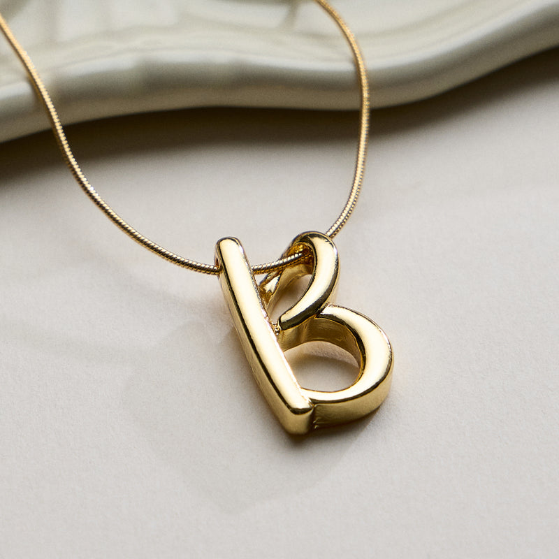 Personalized Initial Letter Pendant Gold Dipped Necklace – Gold & Silver Alphabet Charm Jewelry