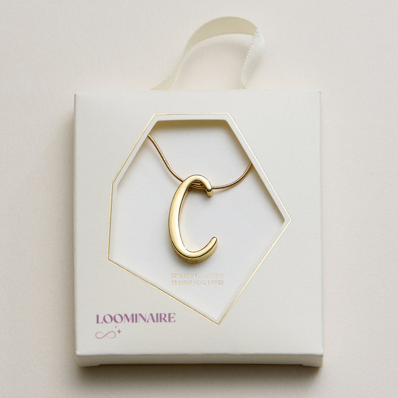 Personalized Initial Letter Pendant Gold Dipped Necklace – Gold & Silver Alphabet Charm Jewelry