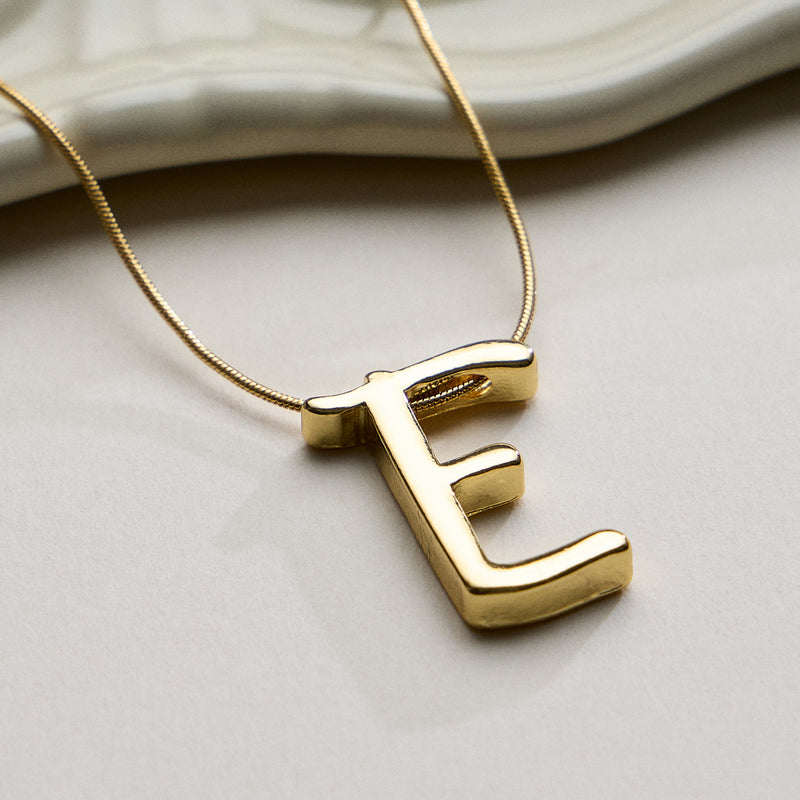 Personalized Initial Letter Pendant Gold Dipped Necklace – Gold & Silver Alphabet Charm Jewelry