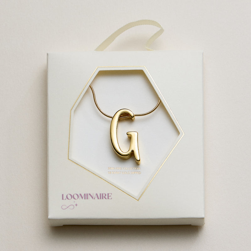 Personalized Initial Letter Pendant Gold Dipped Necklace – Gold & Silver Alphabet Charm Jewelry