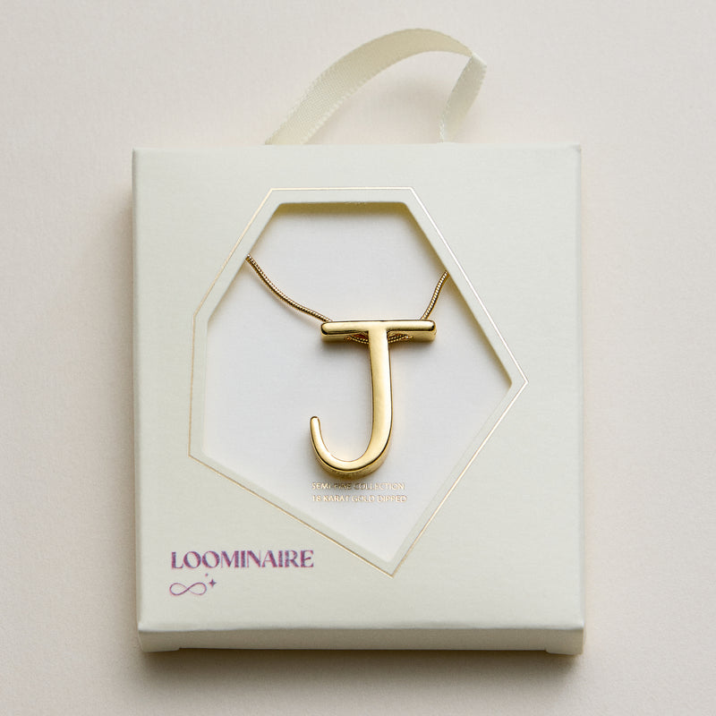 Personalized Initial Letter Pendant Gold Dipped Necklace – Gold & Silver Alphabet Charm Jewelry