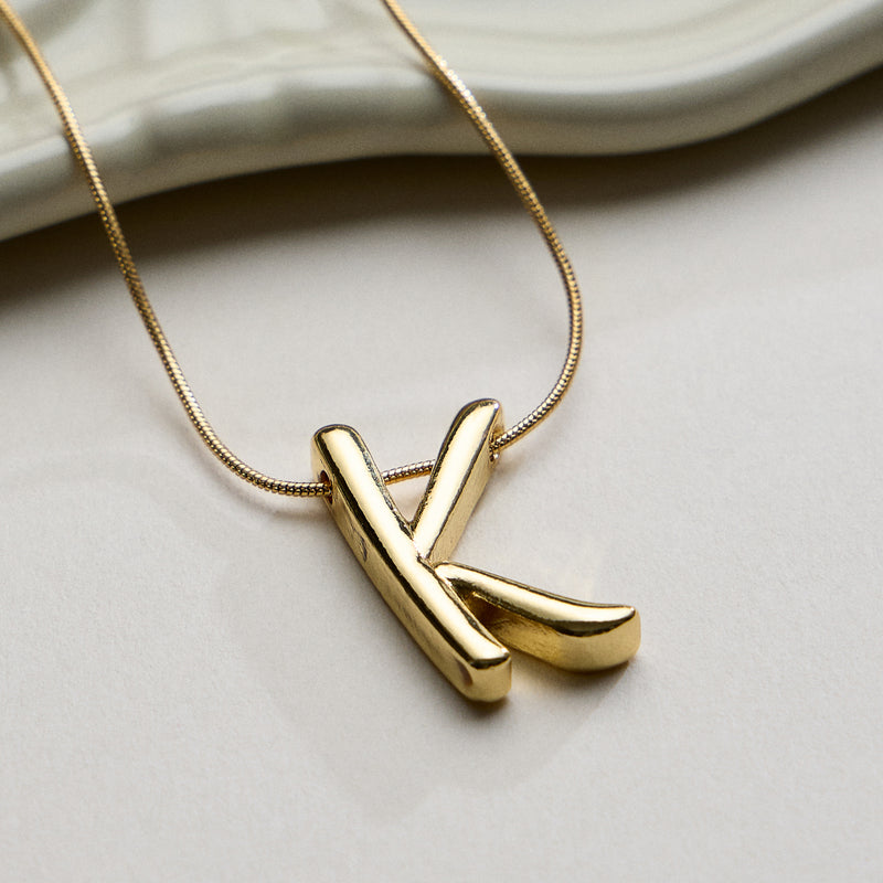 Personalized Initial Letter Pendant Gold Dipped Necklace – Gold & Silver Alphabet Charm Jewelry