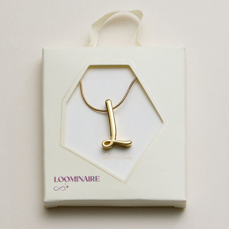 Personalized Initial Letter Pendant Gold Dipped Necklace – Gold & Silver Alphabet Charm Jewelry