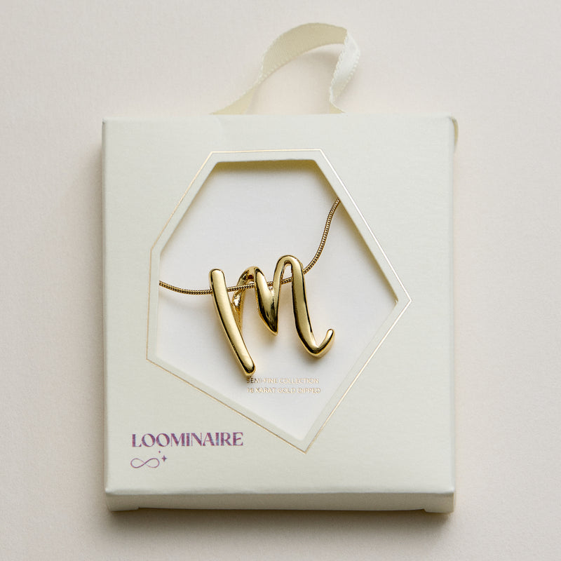 Personalized Initial Letter Pendant Gold Dipped Necklace – Gold & Silver Alphabet Charm Jewelry