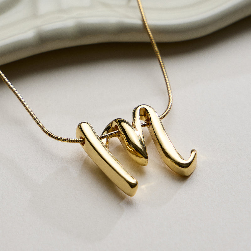 Personalized Initial Letter Pendant Gold Dipped Necklace – Gold & Silver Alphabet Charm Jewelry