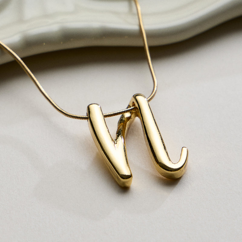 Personalized Initial Letter Pendant Gold Dipped Necklace – Gold & Silver Alphabet Charm Jewelry
