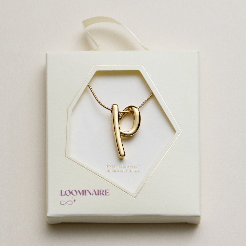 Personalized Initial Letter Pendant Gold Dipped Necklace – Gold & Silver Alphabet Charm Jewelry