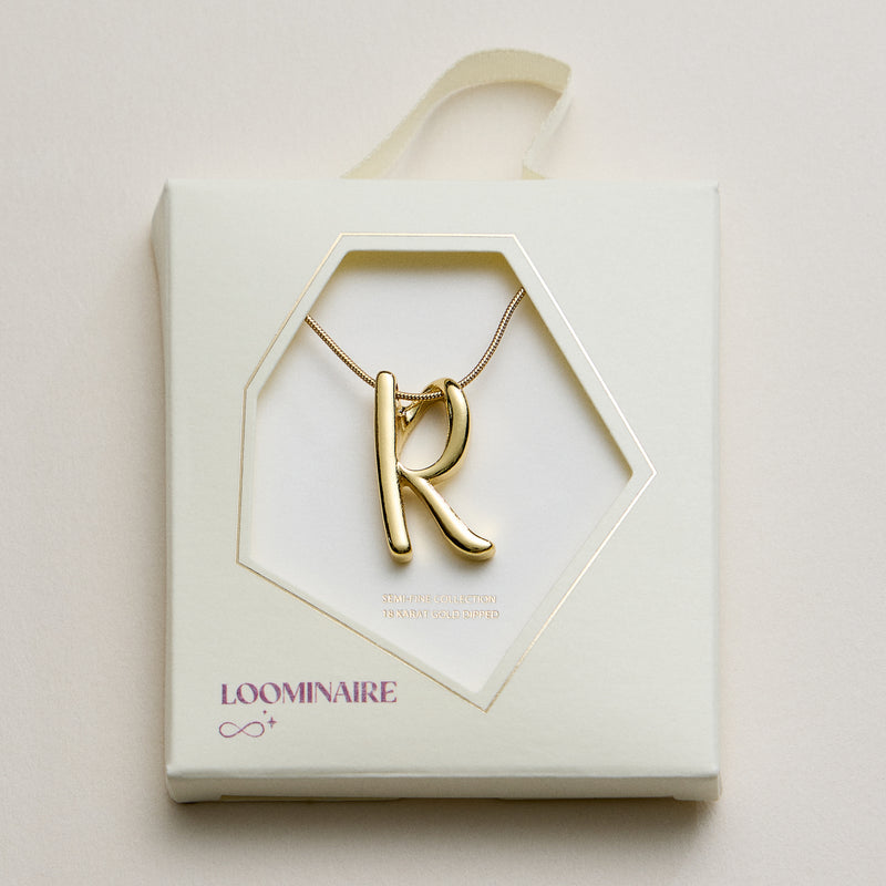 Personalized Initial Letter Pendant Gold Dipped Necklace – Gold & Silver Alphabet Charm Jewelry