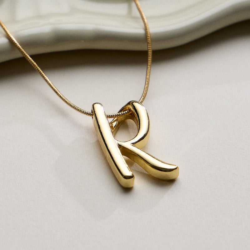 Personalized Initial Letter Pendant Gold Dipped Necklace – Gold & Silver Alphabet Charm Jewelry