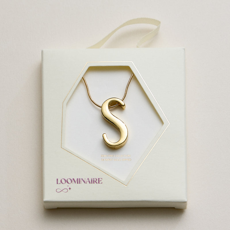 Personalized Initial Letter Pendant Gold Dipped Necklace – Gold & Silver Alphabet Charm Jewelry