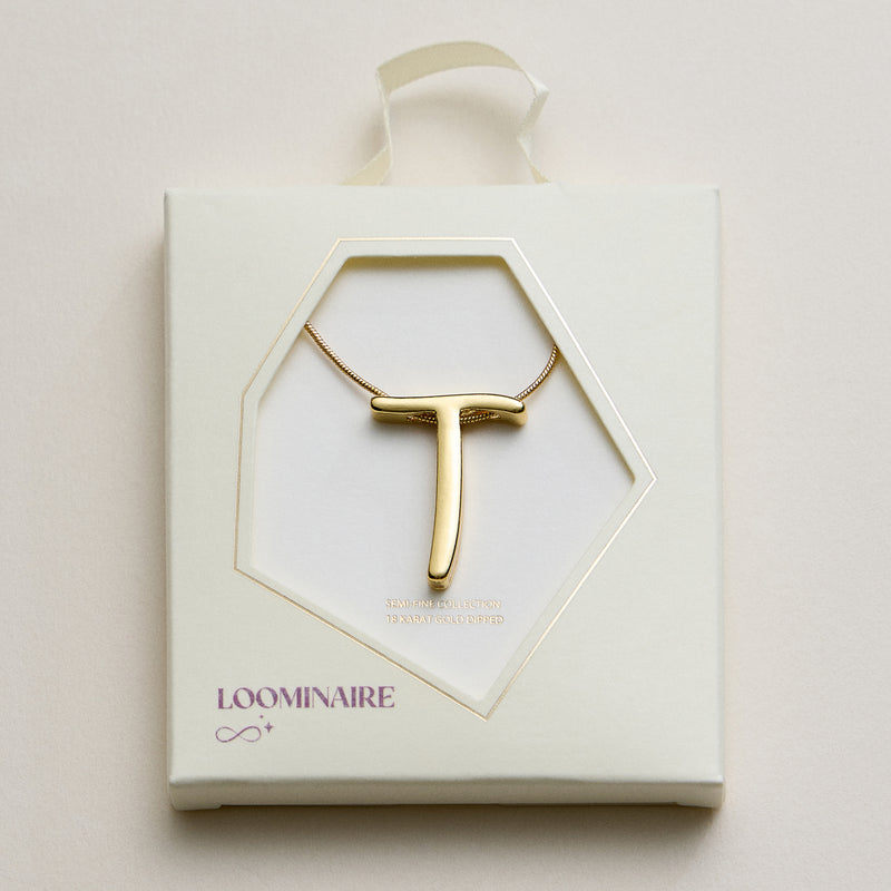 Personalized Initial Letter Pendant Gold Dipped Necklace – Gold & Silver Alphabet Charm Jewelry