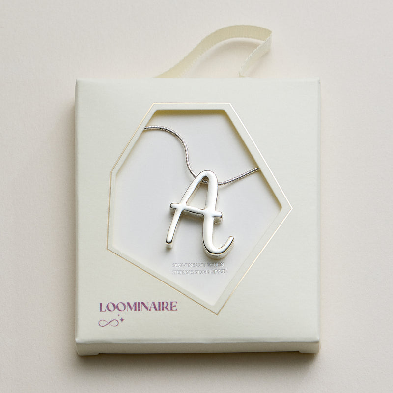 Personalized Initial Letter Pendant Gold Dipped Necklace – Gold & Silver Alphabet Charm Jewelry