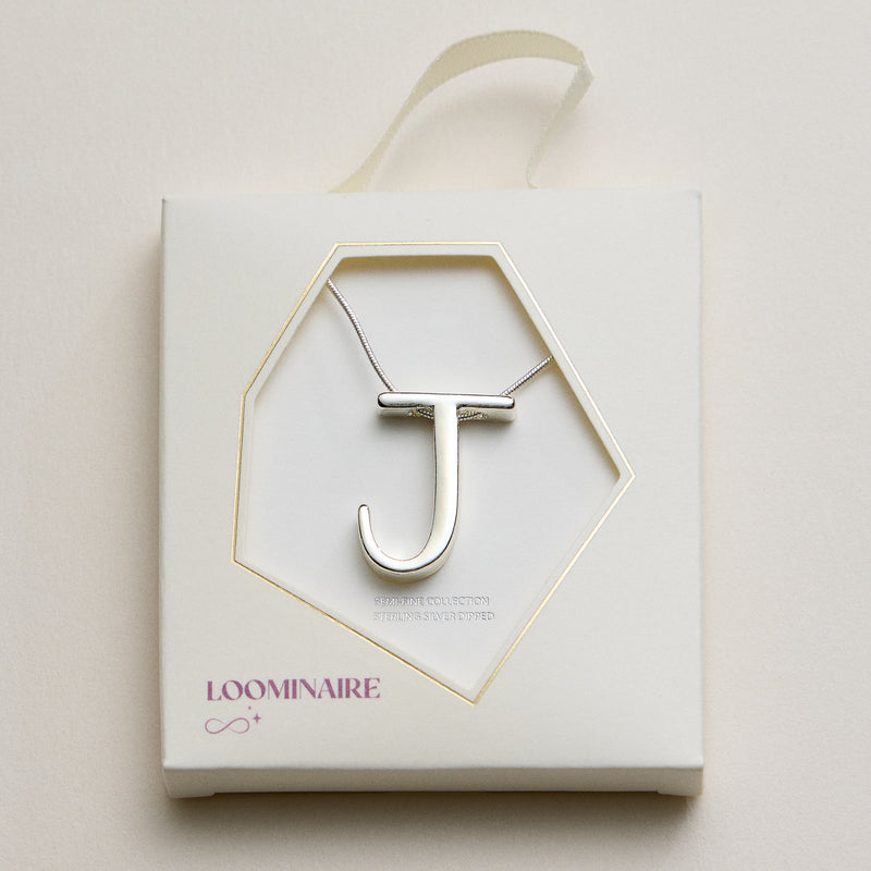 Personalized Initial Letter Pendant Gold Dipped Necklace – Gold & Silver Alphabet Charm Jewelry