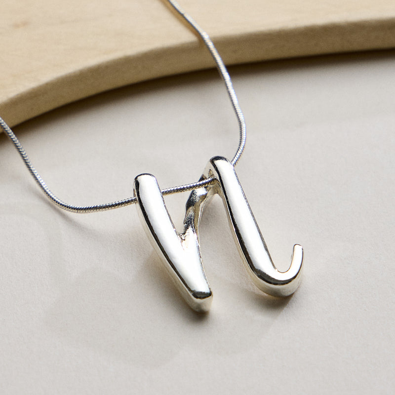 Personalized Initial Letter Pendant Gold Dipped Necklace – Gold & Silver Alphabet Charm Jewelry