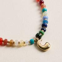 Colorful Beaded Necklace with Gold Letter Charm