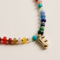 Colorful Beaded Necklace with Gold Letter Charm