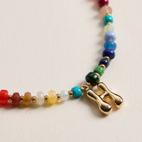 Colorful Beaded Necklace with Gold Letter Charm