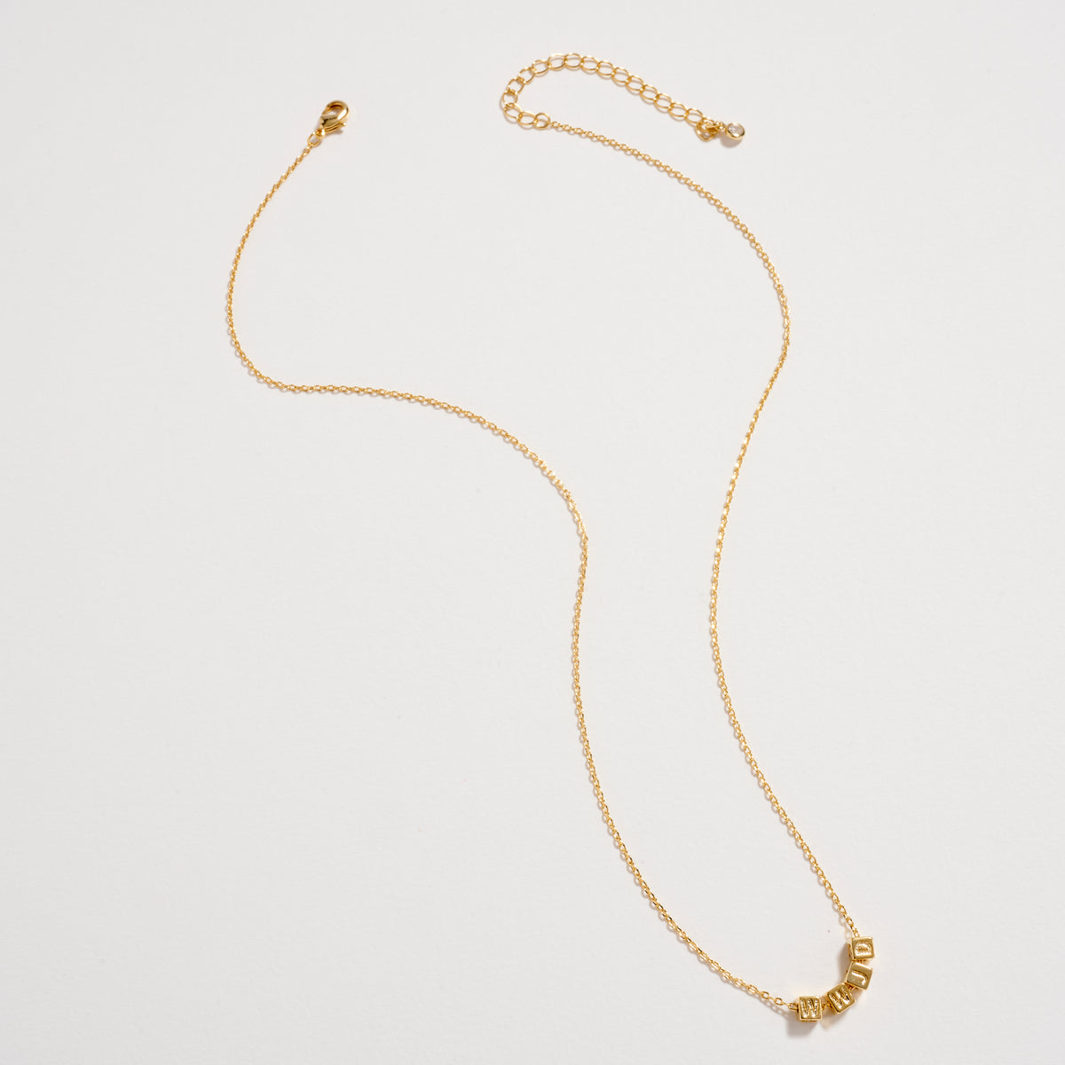 Gold Dipped WIFE Cube Letter Necklace – Minimalist Chain Pendant, Semi-Fine Jewelry