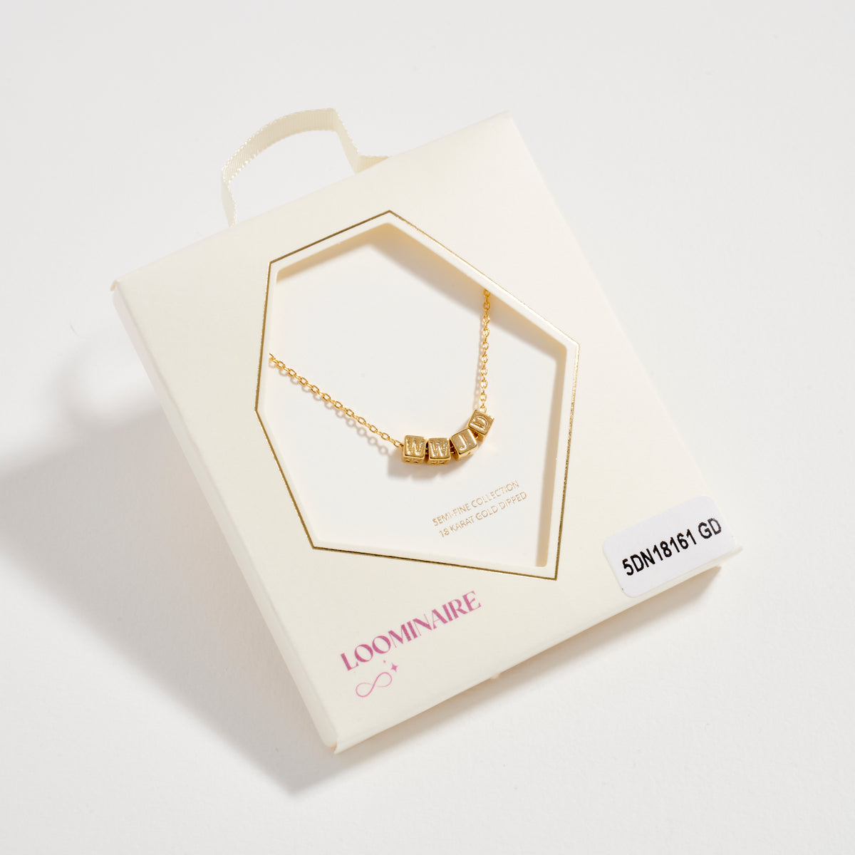 Gold Dipped WIFE Cube Letter Necklace – Minimalist Chain Pendant, Semi-Fine Jewelry