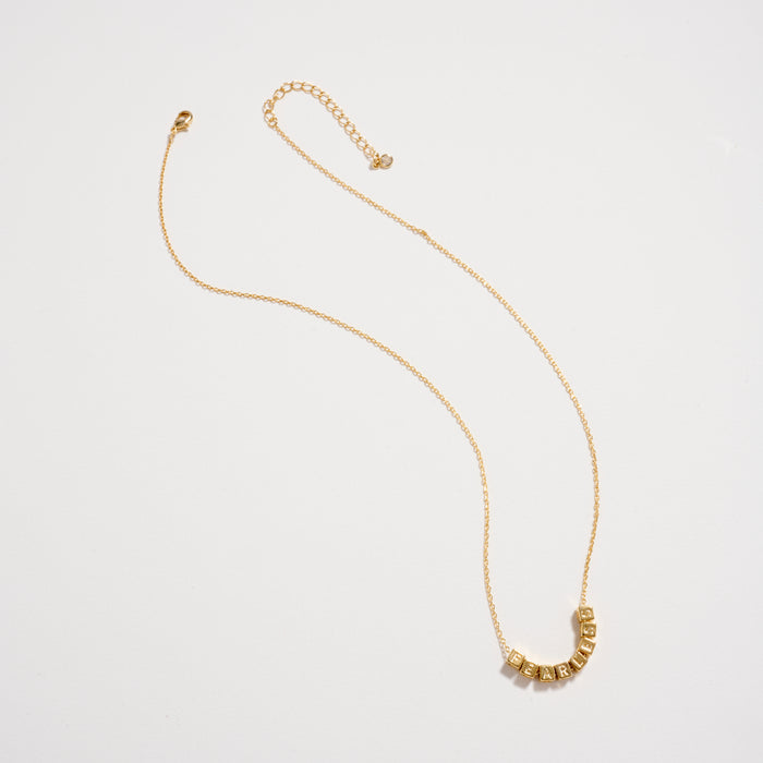 Gold Dipped “Fearless” Cube Letter Necklace – 18K Gold Dipped Inspirational Word Necklace, Adjustable Dainty Chain