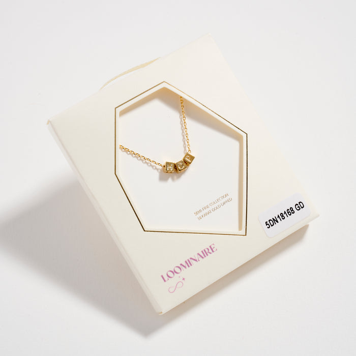 Gold Dipped “Hope” Cube Letter Necklace – 18K Gold Dipped Inspirational Word Necklace, Adjustable Dainty Chain