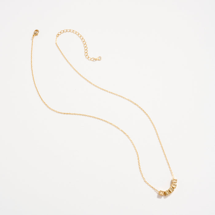 Gold Dipped WIFEY Cube Letter Necklace – Minimalist Chain Pendant, Semi-Fine Jewelry