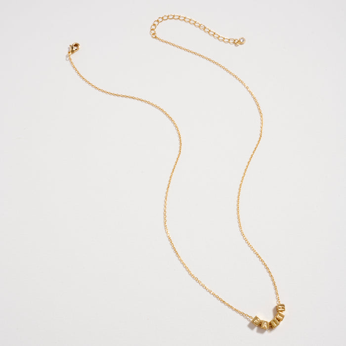 Gold Dipped FAITH Cube Letter Necklace – Minimalist Chain Pendant, Semi-Fine Jewelry