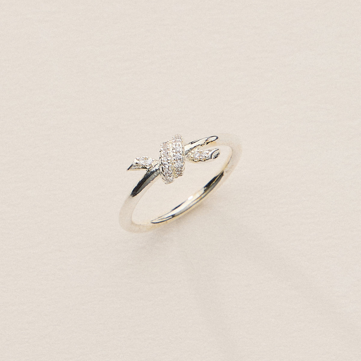 Gold Knot Ring with CZ Pave - 18K Gold Dipped
