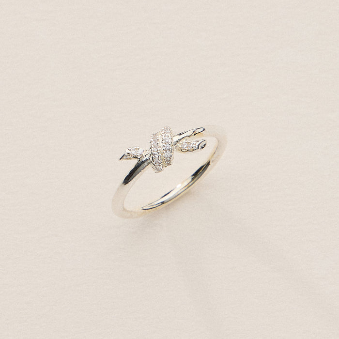 Gold Knot Ring with CZ Pave - 18K Gold Dipped