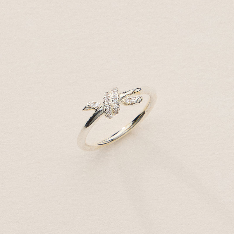 Gold Knot Ring with CZ Pave - 18K Gold Dipped