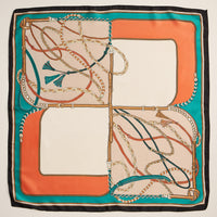 Equestrian Chain Print Scarf – Silk Texture Square Scarf for Elegant Styling