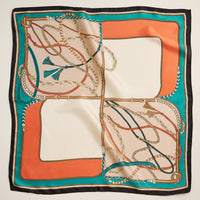 Equestrian Chain Print Scarf – Silk Texture Square Scarf for Elegant Styling