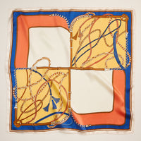 Equestrian Chain Print Scarf – Silk Texture Square Scarf for Elegant Styling